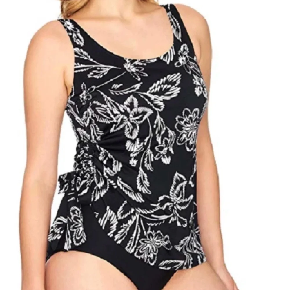 Swim Solutions Classic Bloom Tummy-Control One-Piece Swimsuit, Size 18 - Picture 2 of 5